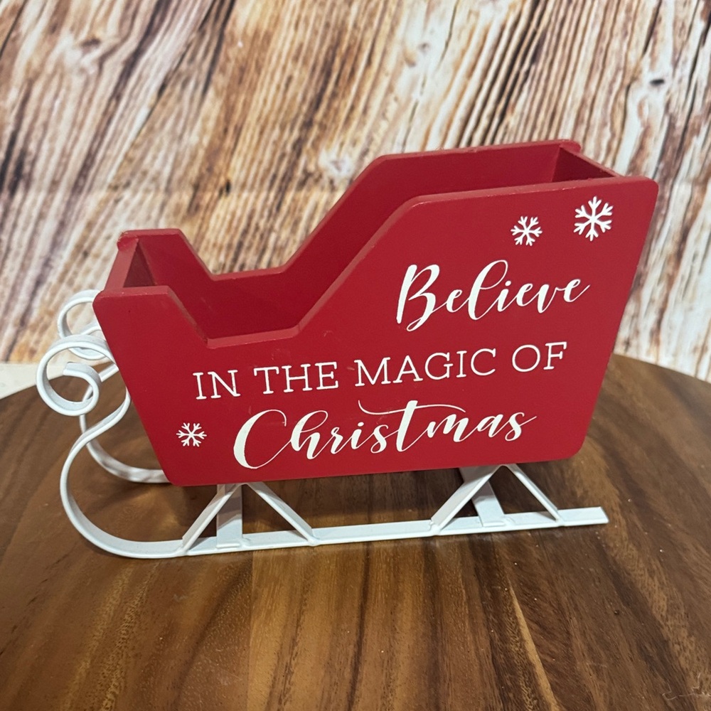 Festive Red Christmas Sleigh with White Accents